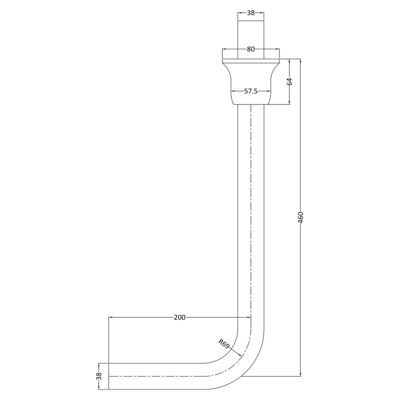 Traditional Chrome Low Level Toilet Flush Pipe Pack - Technical Drawing