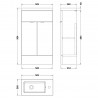 Fusion Anthracite Woodgrain 500mm (w) x 904mm (h) x 260mm (d) Slimline Vanity Unit with Basin - Technical Drawing