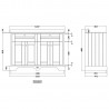 Old London 1220mm Floor Standing Vanity Unit with 1TH White Double Marble Top - Storm Grey - Technical Drawing