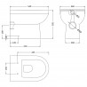 Ivo 360mm(w) x 395mm(h) Back to Wall Toilet Pan (Optional Seats) - Technical Drawing