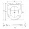 D Shaped Soft Close Seat - 365mm (w) x 465mm (L) x 47mm (h) - Technical Drawing