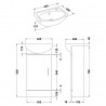 Mayford Gloss White 400mm (w) x 780mm (h) x 200mm (d) Unit & Basin - Technical Drawing