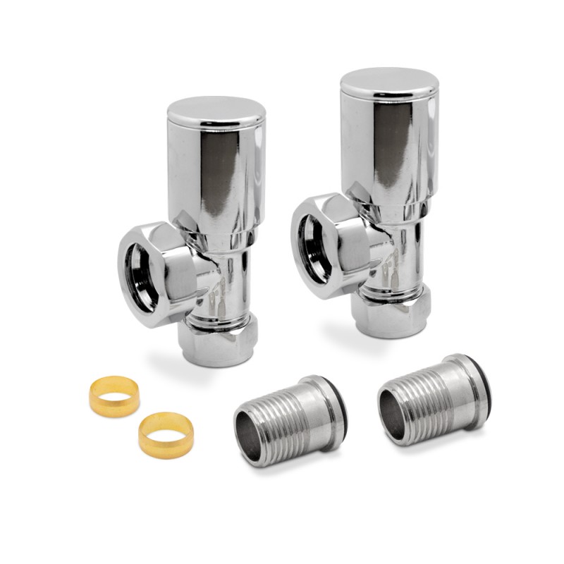 Angled Chrome Valves for Radiators & Towel Rails (Pair) Components