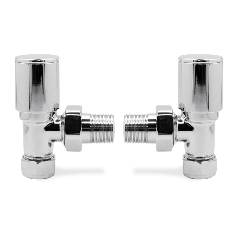 Angled Chrome Valves for Radiators & Towel Rails (Pair)