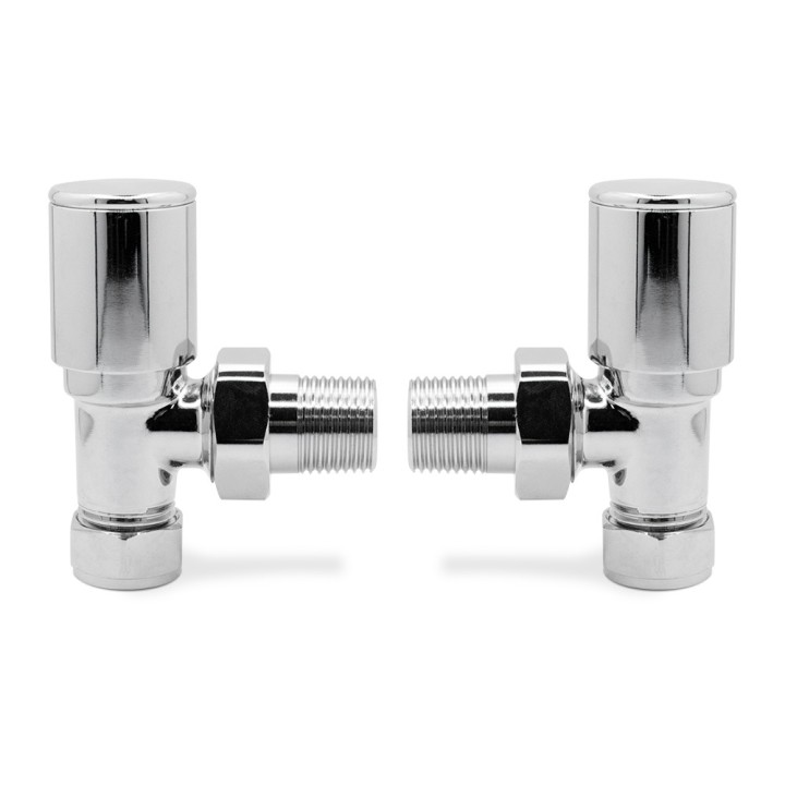 Angled Chrome Valves for Radiators & Towel Rails (Pair)