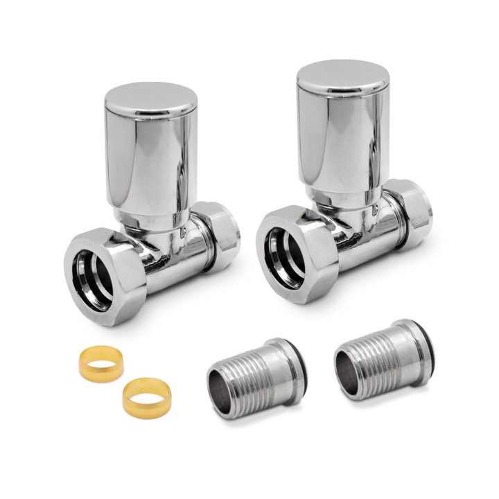 Straight Chrome Valves for Radiators & Towel Rails (Pair) Components