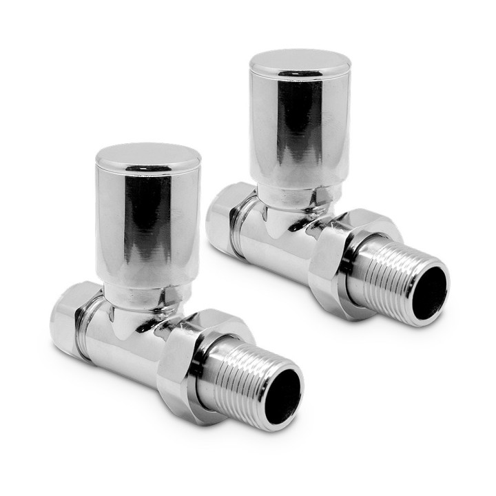 Straight Chrome Valves for Radiators & Towel Rails (Pair)