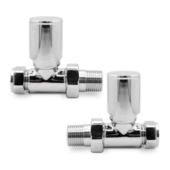 Straight Chrome Valves for Radiators & Towel Rails (Pair)