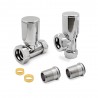 Mixed Chrome Valves (Pair) for Radiators & Towel Rails - 1 Angled & 1 Straight Components