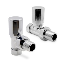 Mixed Chrome Valves (Pair) for Radiators & Towel Rails - 1 Angled & 1 Straight