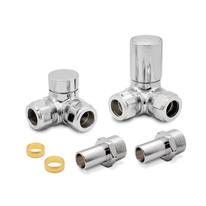 Corner Chrome Valves for Radiators & Towel Rails (Pair) Components