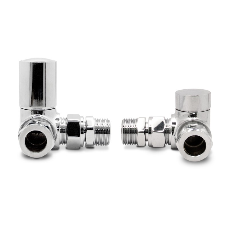 Corner Chrome Valves for Radiators & Towel Rails (Pair)