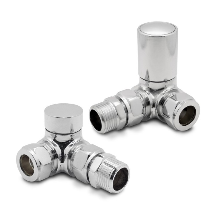 Corner Chrome Valves for Radiators & Towel Rails (Pair)