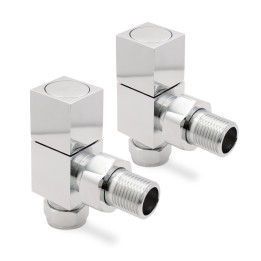 Angled Chrome "Square" Valves for Radiators & Towel Rails (Pair)