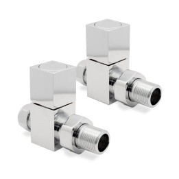 Straight Chrome "Square" Valves for Radiators & Towel Rails (Pair)