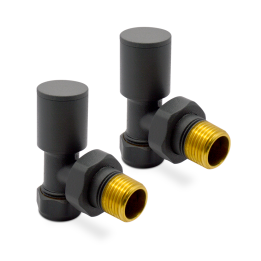 Angled Anthracite Valves for Radiators & Towel Rails (Pair)