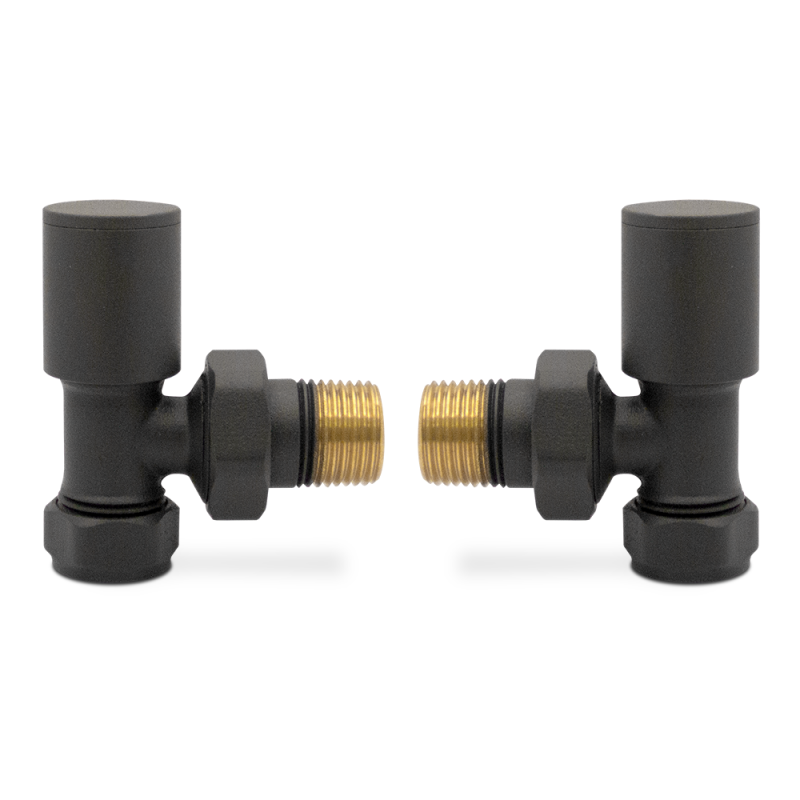 Angled Anthracite Valves for Radiators & Towel Rails (Pair)