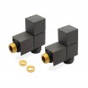 Angled Anthracite "Square" Valves for Radiators & Towel Rails (Pair) Components