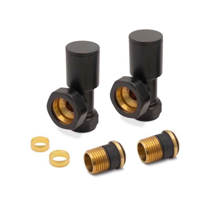 Angled Black Valves for Radiators & Towel Rails (Pair) Components