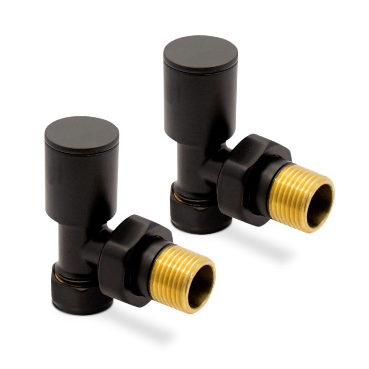 Angled Black Valves for Radiators & Towel Rails (Pair)