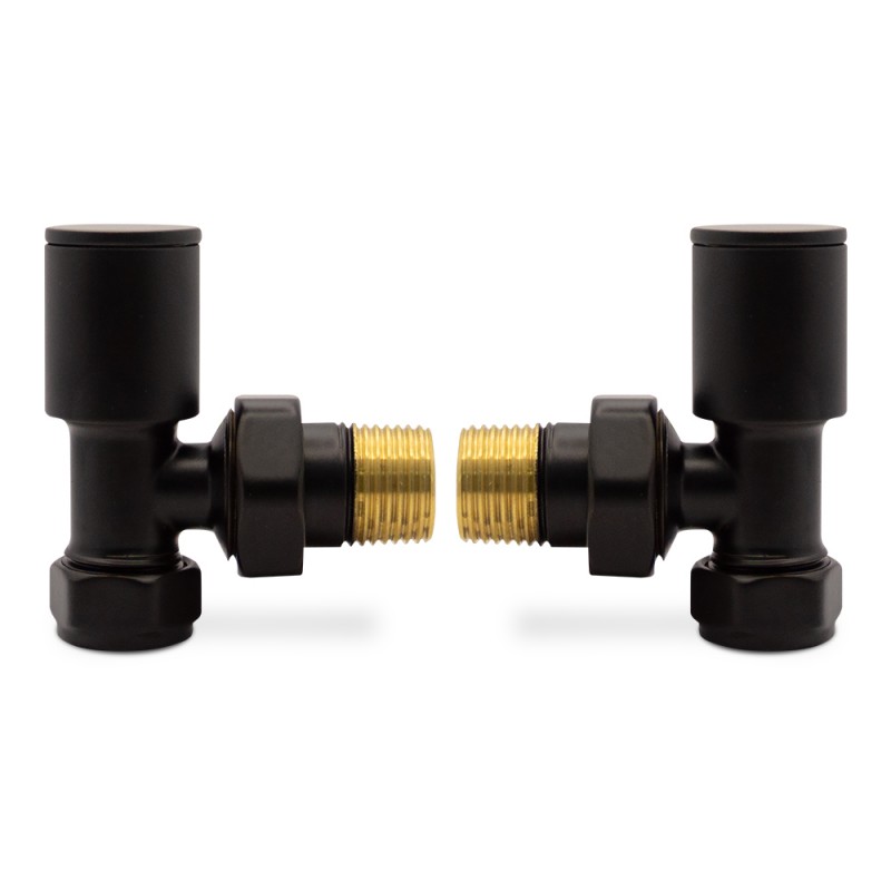 Angled Black Valves for Radiators & Towel Rails (Pair)