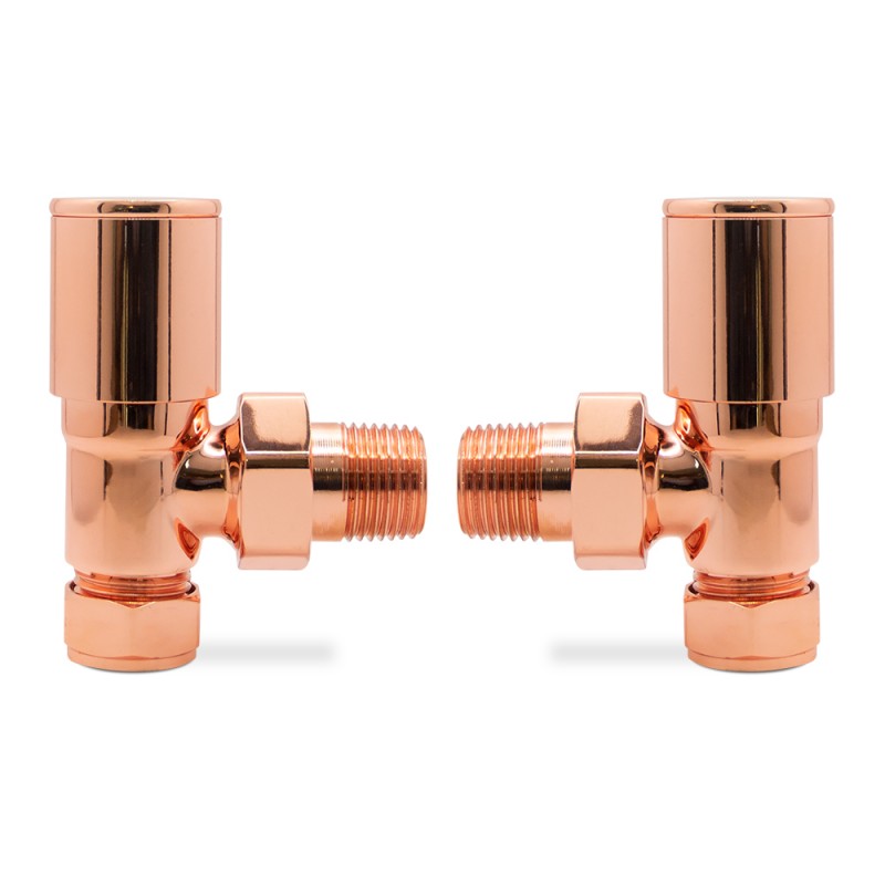 Angled Copper Valves for Radiators & Towel Rails (Pair)