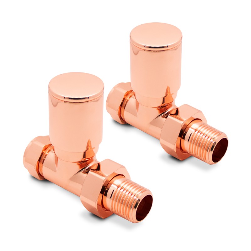 Straight Copper Valves for Radiators & Towel Rails (Pair)