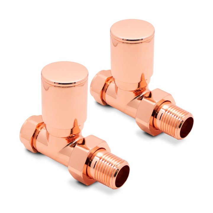 Straight Copper Valves for Radiators & Towel Rails (Pair)