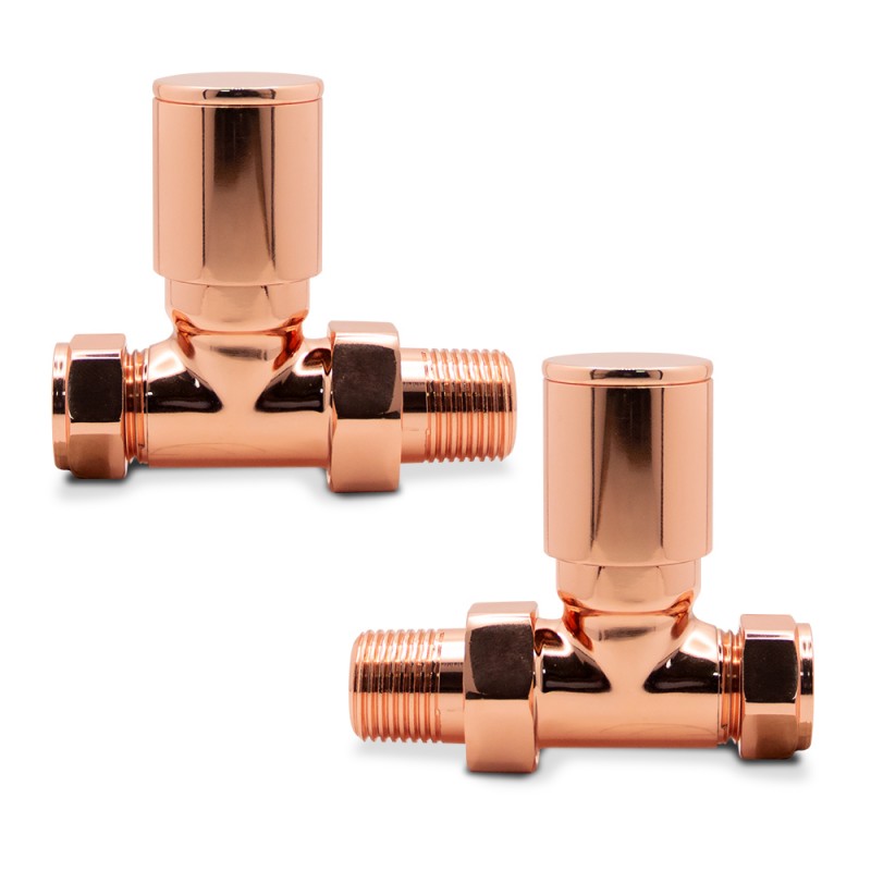 Straight Copper Valves for Radiators & Towel Rails (Pair)