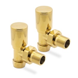 Angled Bright Gold Valves for Radiators & Towel Rails (Pair)