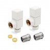Angled White "Square" Valves for Radiators & Towel Rails (Pair) Components