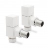 White, Black & Brushed Nickel Square "Cubic" Valves for Radiators & Towel Rails (Pair of Angled or Straight)