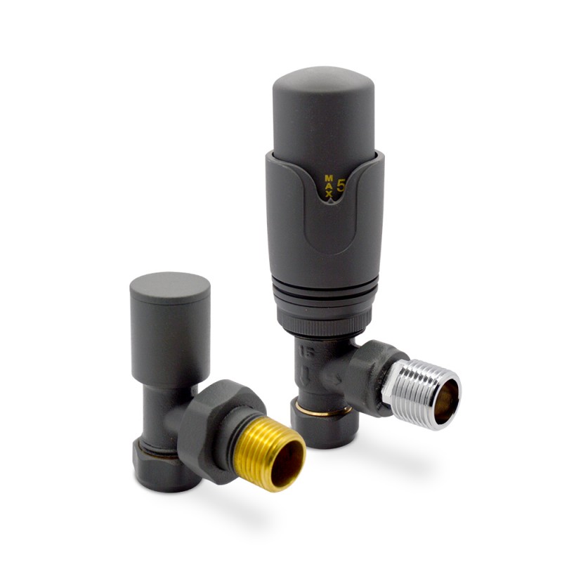 Angled Anthracite Thermostatic Valves