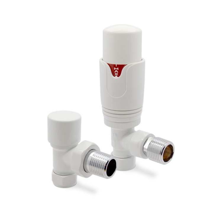 White Angled Thermostatic Valves