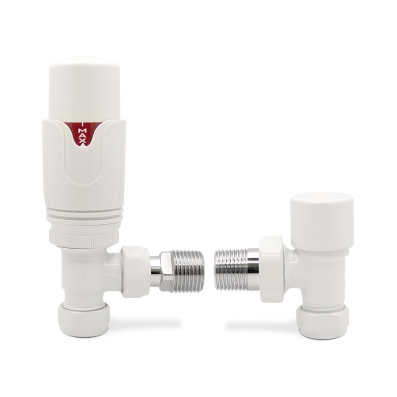 White Angled Thermostatic Valves