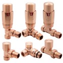 Brushed Copper Thermostatic Valves for Radiators & Towel Rails (Pair of Angled, Straight or Corner)