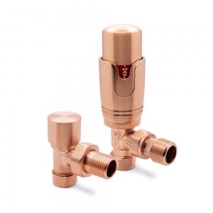 Brushed Copper Thermostatic Valves for Radiators & Towel Rails (Pair of Angled, Straight or Corner)