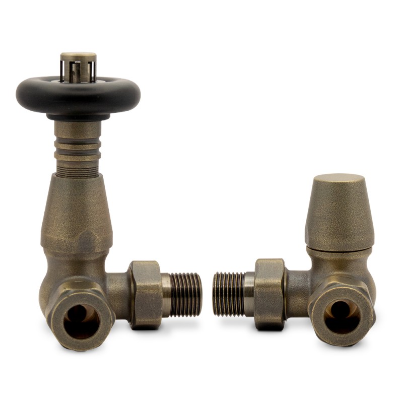 Antique Brass Corner Black Round Top Traditional Thermostatic Valves