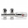 Straight Underside Euro Connection Chrome Thermostatic Valves for Radiators & Towel Rails (Pair)