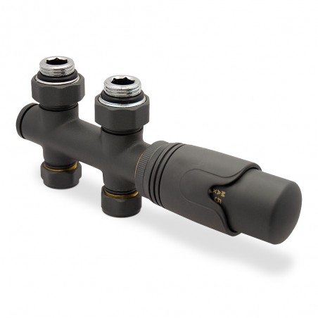 Straight Underside Euro Connection Anthracite Thermostatic Valves for Radiators & Towel Rails