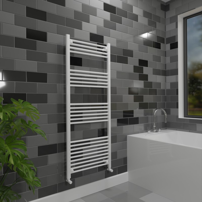 600mm (w) x 1500mm (h) "Straight White" Towel Rail - Insitu