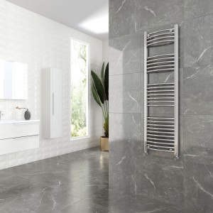 400mm (w)  x 1400mm (h) Curved Chrome Towel Rail