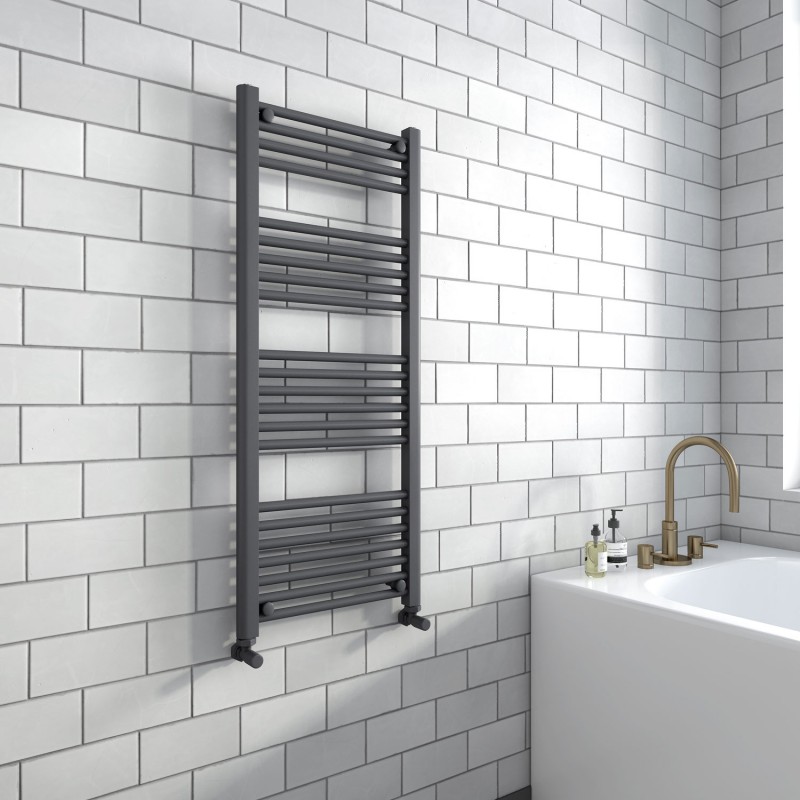 500mm (w) x 1200mm (h) "Straight Anthracite" Designer Towel Rail Insitu