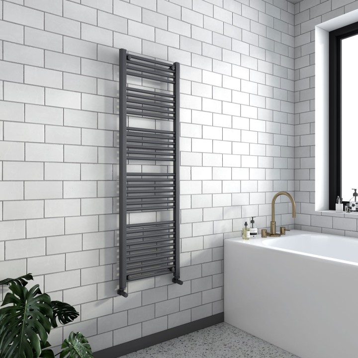 500mm x 1600mm Straight Anthracite Designer Heated Towel Rail