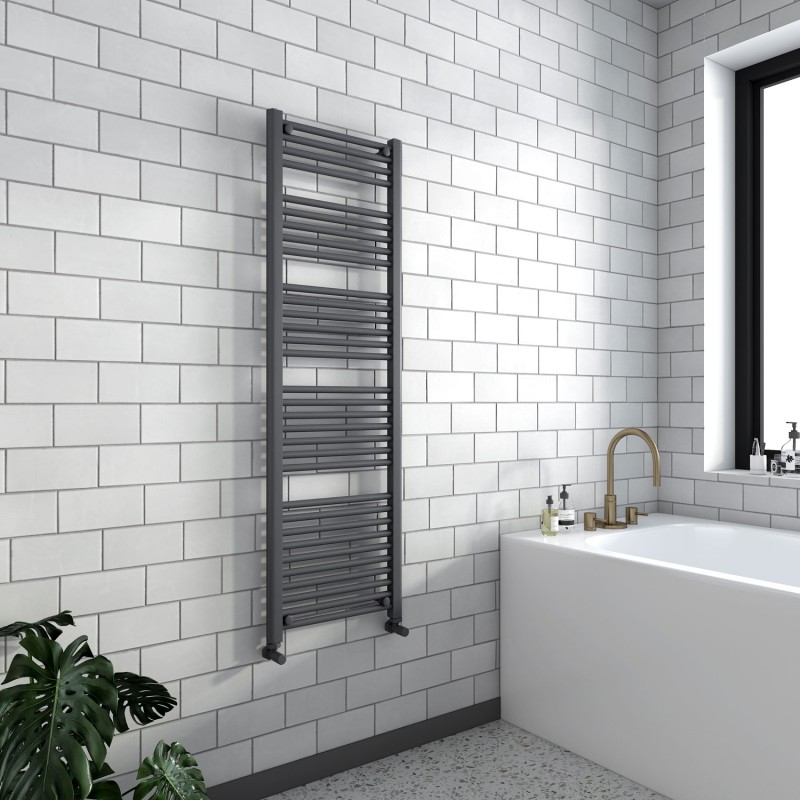 600mm (w) x 1600mm (h) "Straight Anthracite" Designer Towel Rail Insitu