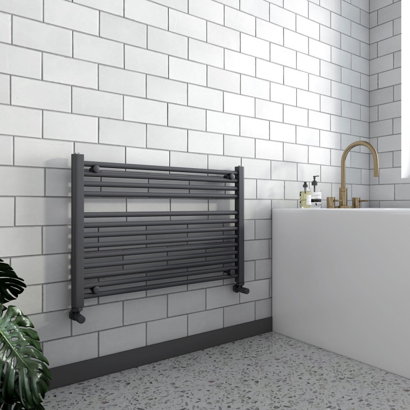 900mm (w) x 600mm (h) "Straight Anthracite" Designer Towel Rail Insitu