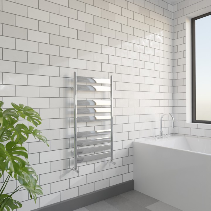 500mm (w) x 950mm (h) "Ruthin" Chrome Designer Towel Rail Insitu