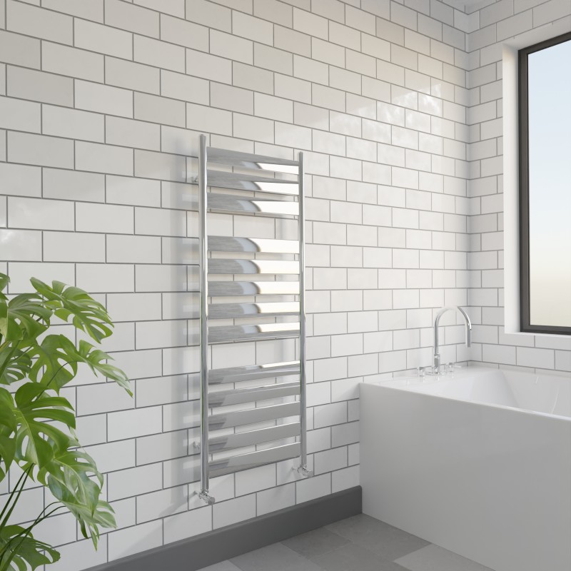 500mm (w) x 1300mm (h) "Ruthin" Chrome Designer Towel Rail Insitu