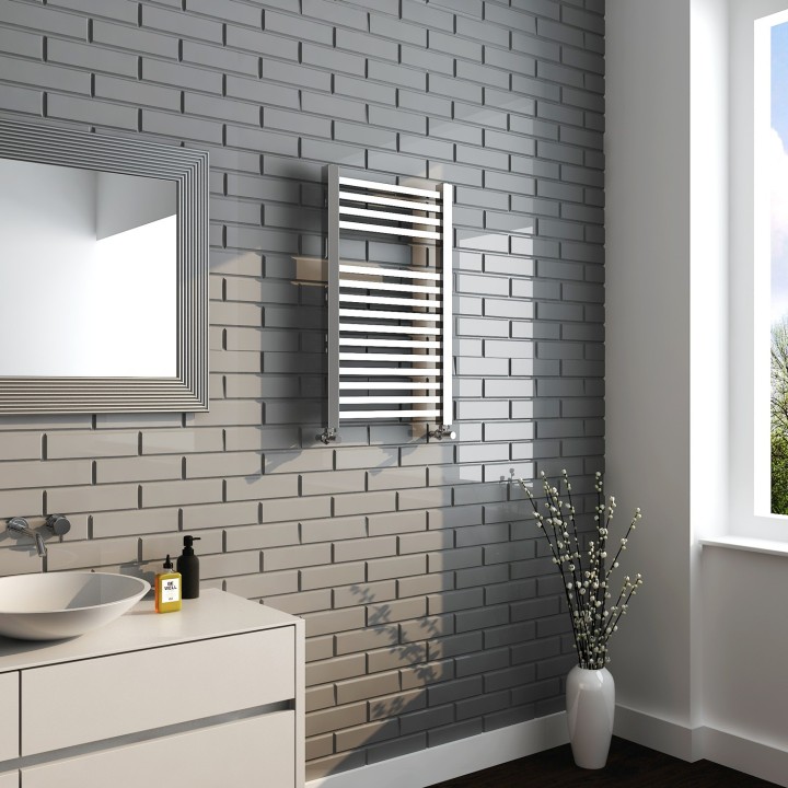 500mm (w) x 800mm (h) Atlas Chrome Heated Towel Rail