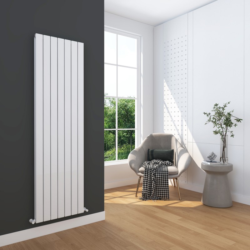 514mm (w) x 1800mm (h) "Corwen" Double Panel White Vertical Aluminium Radiator